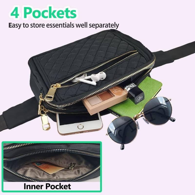 Fanny Packs for Women,Fashionable Crossbody Belt Bags  Pack for Teen Girls,Bum  Bag for Travel Hiking Cycling Running,Easy Carry Any Phone,Wallet (Black)