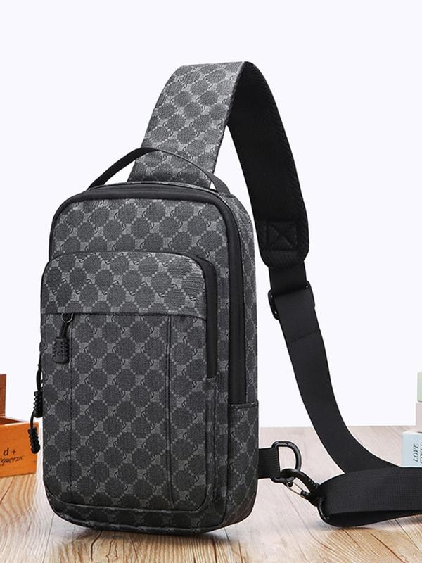 Men's Fashionable All Over Print Zipper Chest Bag, Casual Versatile Chest Bag for Daily Used, Trendy All-match Sling Bag