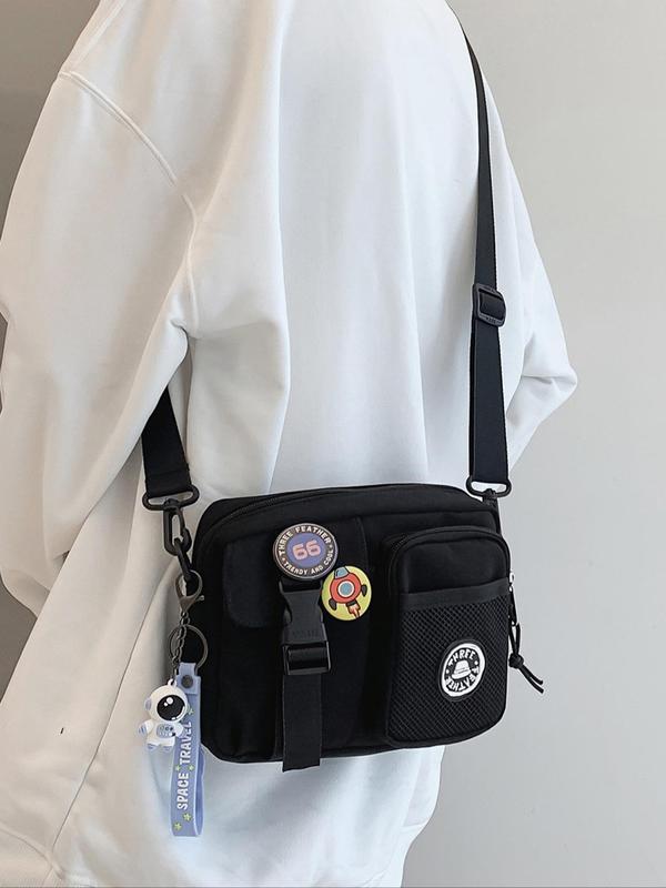 Fashionable Casual Versatile Crossbody Bag for Women & Men with Astronaut Charm, Trendy All-match Workwear Messenger Bag, Stylish Dormitory Style, Couple Style Crossbody Bag