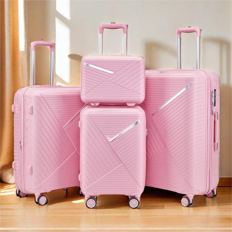 4-Piece Suitcase Set with 360° Silent Rotating Wheels, TSA Lock, and Spacious Interior - Durable PP Material Travel Luggage (14-28 inch)