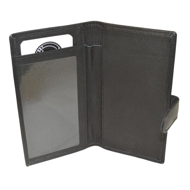 Leatherboss Genuine Leather Checkbook Cover with Snap Closure