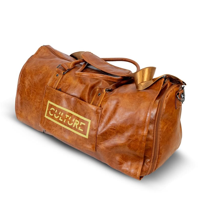 CULTURE TUMBLER LEATHER TRAVEL DUFFLE BAG