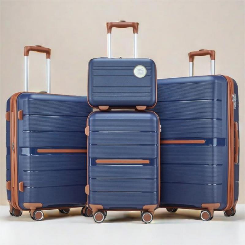 4-Piece Suitcase Set with 360° Silent Rotating Wheels, TSA Lock, and Spacious Interior - Durable PP Material Travel Luggage (14-28 inch)