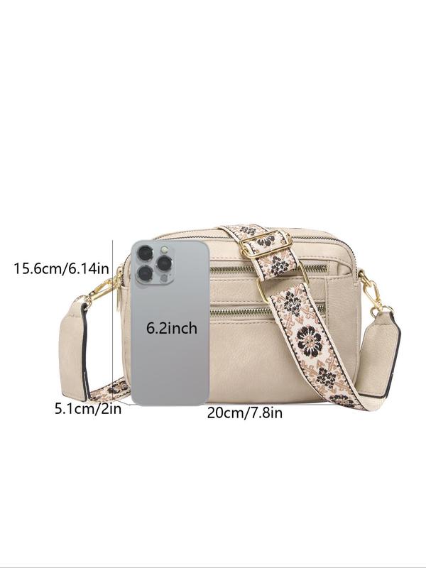 Women's Elegant Floral Pattern Strap Crossbody Bag, Fashionable Pu Leather Shoulder Bag for Daily Used, Casual Trendy Versatile All-match  Commuting Bag