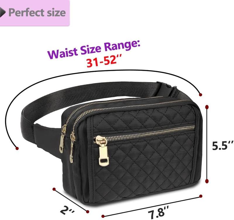 Fanny Packs for Women,Fashionable Crossbody Belt Bags  Pack for Teen Girls,Bum  Bag for Travel Hiking Cycling Running,Easy Carry Any Phone,Wallet (Black)