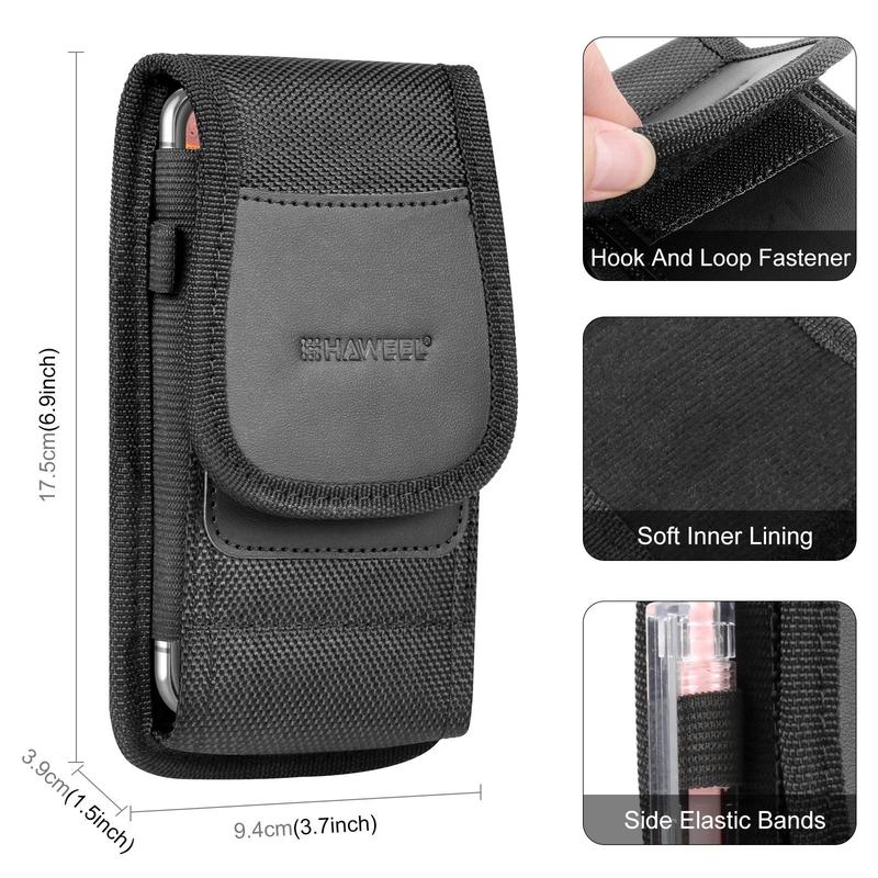 HAWEEL Wallet Waist Bag Mobile Phone Case Holder, 1 Count Phone Securing Belt Clip, Horizontal Portrait Carrying Pouch with Card Holder for 6.1-6.8