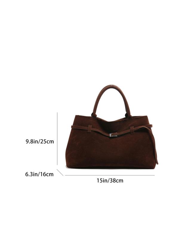 Women's Solid Color Tote Bag, Fashionable Large Capacity Shoulder Bag for Work & Daily Used, Casual Trendy Versatile High-quality Daily Commuting Bag