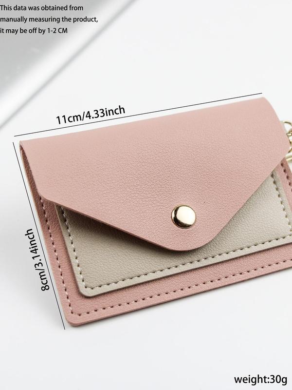 Colorblock Pu Leather Zipper Keychain, Casual Short Wallet Key Chain, Portable Lightweight Card Key Holder for Daily Used, Exquisite Gift