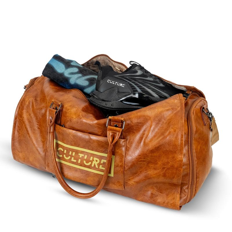 CULTURE TUMBLER LEATHER TRAVEL DUFFLE BAG