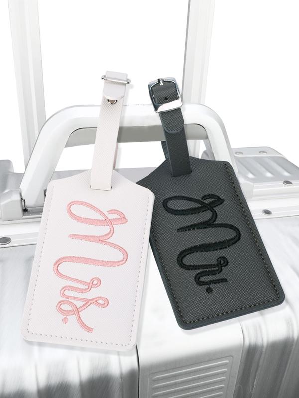 Couple's Letter Embroidering Luggage Tag, Fashionable Luggage Tag for Traveling, Casual Trendy Versatile High-quality Daily Luggage Tag