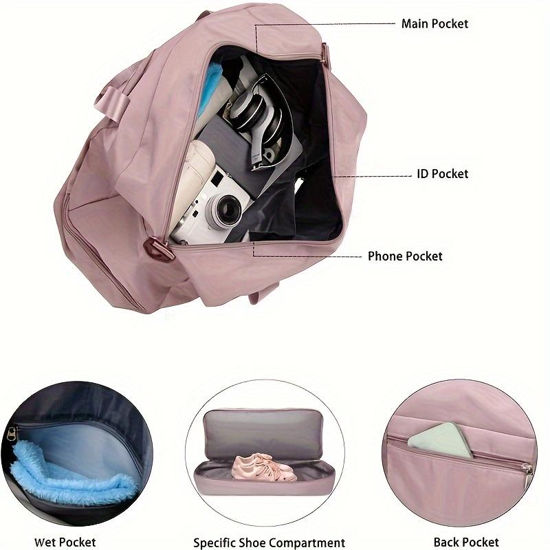 One Shoulder Expandable Travel Luggage, Sports Handbag & Wash Bag, Fitness Bag, Weekend Overnight Bag for Women