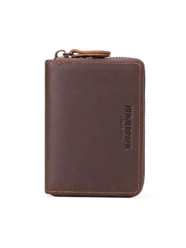 Men's Minimalist Plain Color Zipper Wallet, Large Capacity Card Holder, Casual Trendy Versatile High-quality Daily Wallet