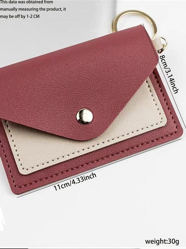 Colorblock Pu Leather Zipper Keychain, Casual Short Wallet Key Chain, Portable Lightweight Card Key Holder for Daily Used, Exquisite Gift