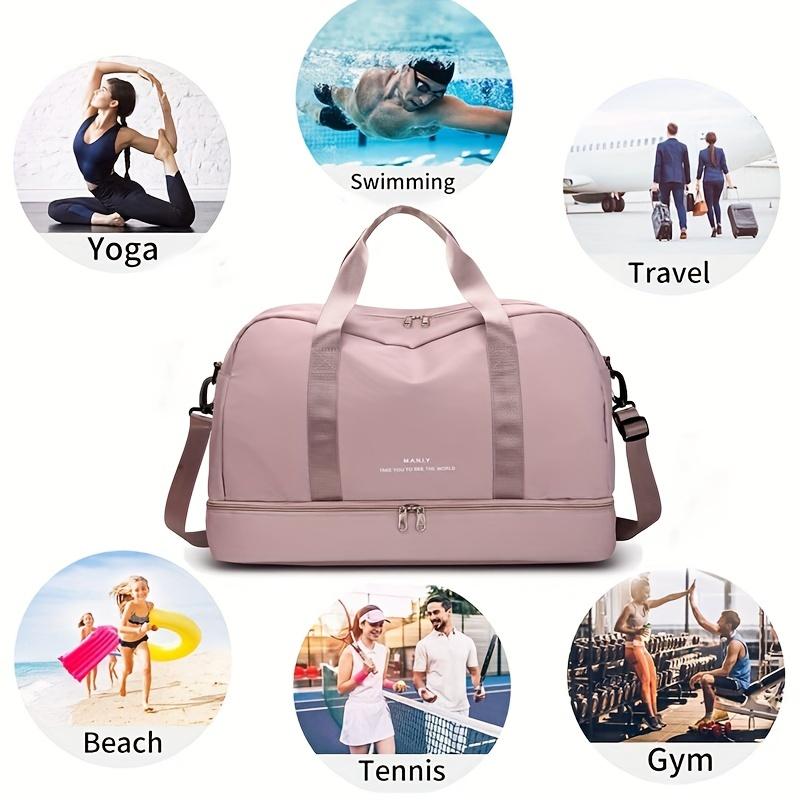 One Shoulder Expandable Travel Luggage, Sports Handbag & Wash Bag, Fitness Bag, Weekend Overnight Bag for Women