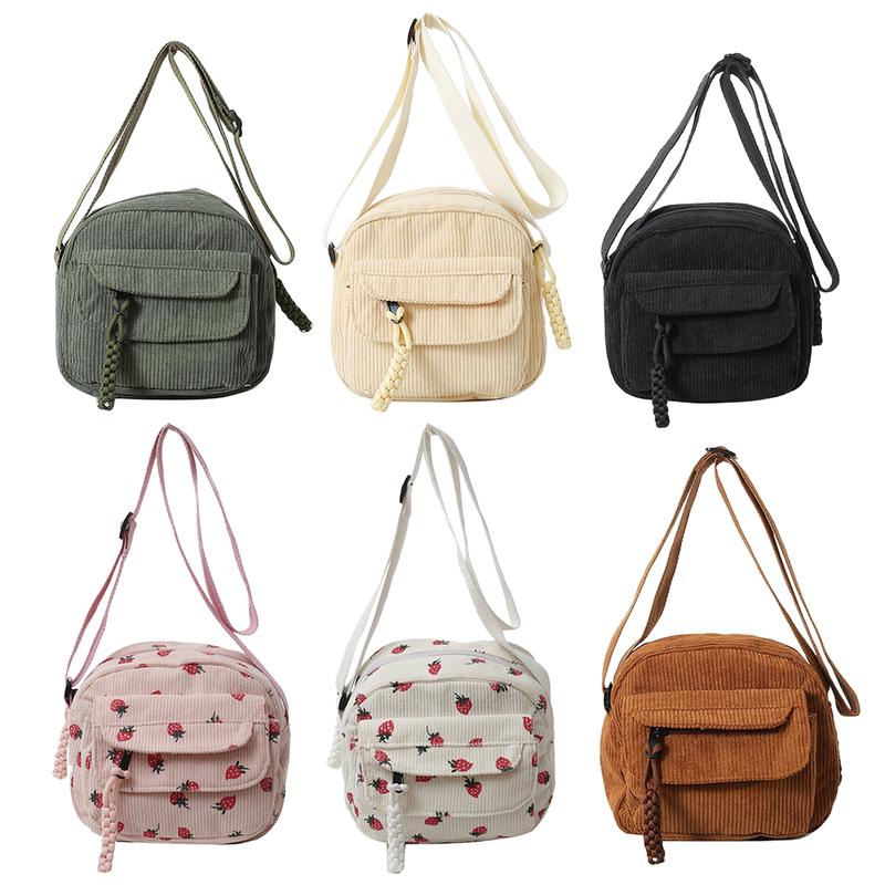 2024 Casual Crossbody Bag for Women Fashion Mini Square Bag Corduroy Shoulder Bag Cute Messenger Bag