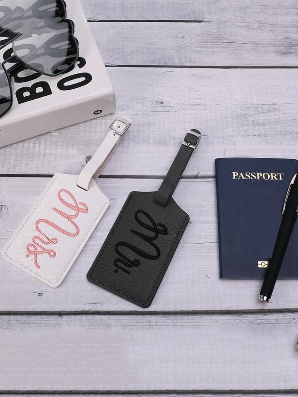 Couple's Letter Embroidering Luggage Tag, Fashionable Luggage Tag for Traveling, Casual Trendy Versatile High-quality Daily Luggage Tag