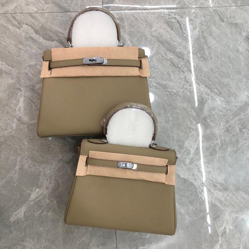 New Togo First Layer Cowhide Kelly Bag Silver Buckle Stylish Good Texture Handbag Elegant Lady Shoulder Crossbody Women's Bag