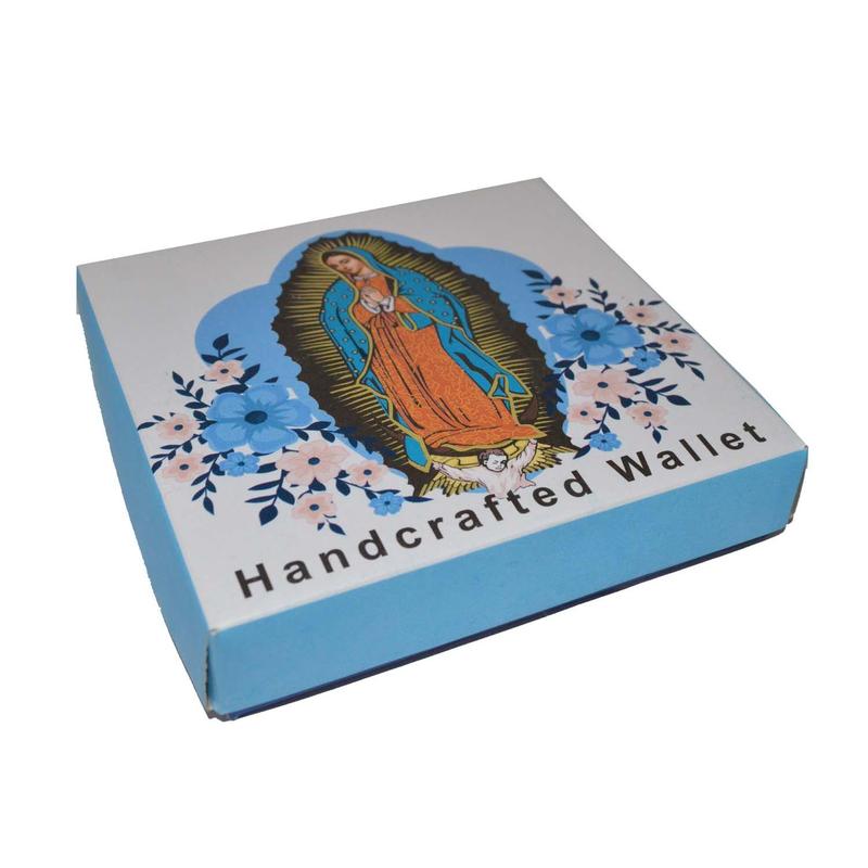 LEATHERBOSS Mens Bifold Wallet Virgin Mary Theme with Printed Matching Gift Box