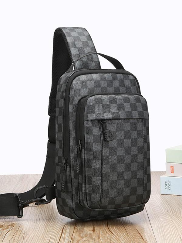 Men's Fashionable All Over Print Zipper Chest Bag, Casual Versatile Chest Bag for Daily Used, Trendy All-match Sling Bag