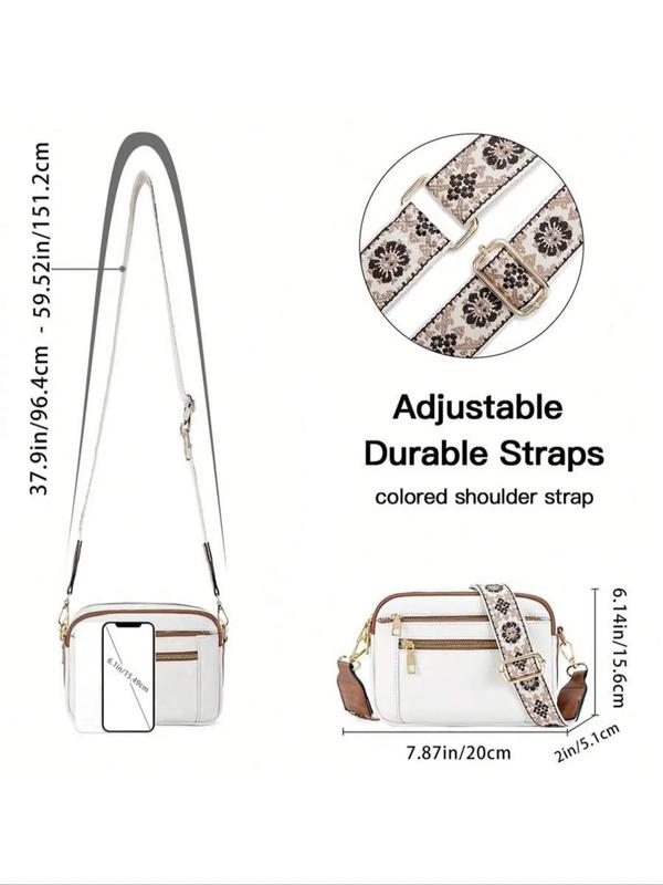 Women's Elegant Floral Pattern Strap Crossbody Bag, Fashionable Pu Leather Shoulder Bag for Daily Used, Casual Trendy Versatile All-match  Commuting Bag