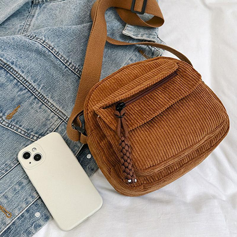 2024 Casual Crossbody Bag for Women Fashion Mini Square Bag Corduroy Shoulder Bag Cute Messenger Bag