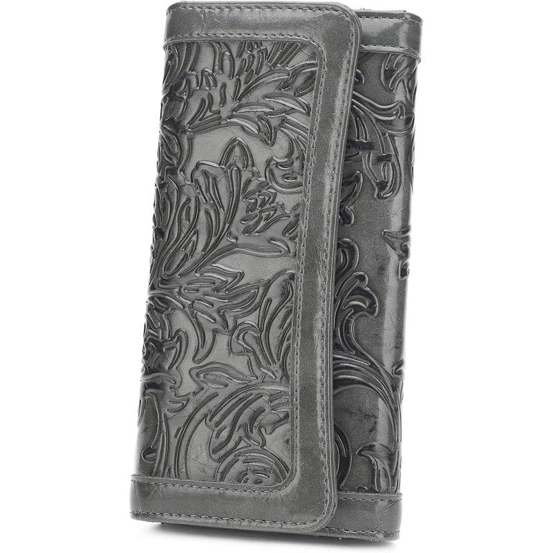 Women's Wallet Leather RFID Blocking Trifold Ladies Purse Embossed long Clutch Card Holder Phone Checkbook Organizer