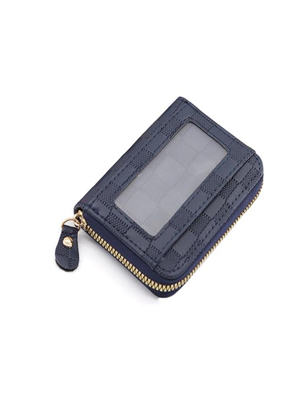 Women's Solid Color Plaid Pattern Zipper Short Wallet, Fashionable Card Holder for Daily Used, Casual Trendy Versatile High-quality Daily Wallet