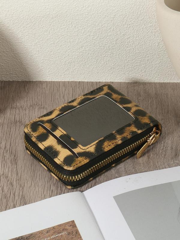 Women's Leopard Pattern Zipper Card Holder, Fashionable PU Leather Multi Card Card Holder for Daily Used, Casual Trendy Versatile High-quality Wallet for Women & Girls