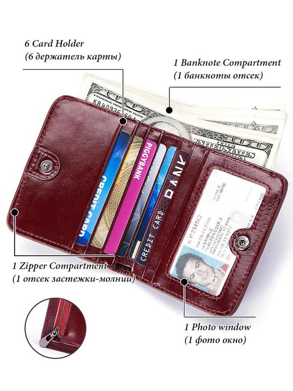 Genuine Leather Women's Business Minimalist Bifold Wallet with Card Slots, Simple Plain Textured Wallet & Card Holder, Classic Trendy Wallet for Work & Daily Use