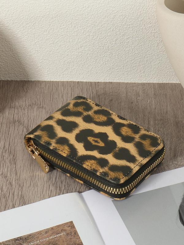 Women's Leopard Pattern Zipper Card Holder, Fashionable PU Leather Multi Card Card Holder for Daily Used, Casual Trendy Versatile High-quality Wallet for Women & Girls