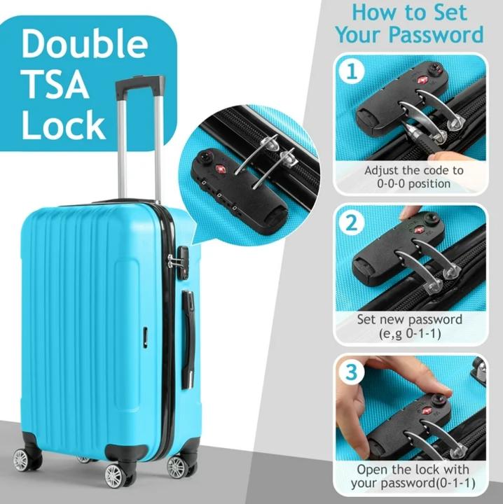 Zimtown 3-Piece Suitcase Set with TSA Lock, 3-Piece Suitcase, Travel Suitcase, Premium Suitcase, Large Storage Luggage, Suitcase with Number Lock, Convenient Suitcase, Safety - Travel, Gift