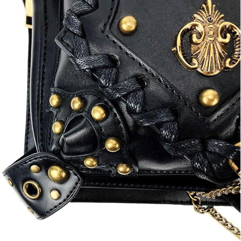 Steampunk Crossbody Shoulder Bag Messenger Gothic Waist Fanny Pack Chain Drop Leg Hip Holster Belt Purse Pouch