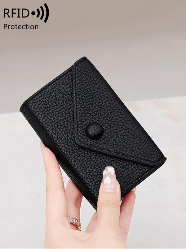 Simple Plain Color Card Holder,  Casual Versatile Mini RFID Blocking Card Holder for Men and Women, Lightweight Portable Minimalist PU Leather Solid Color Coin Small Wallet Card Holder