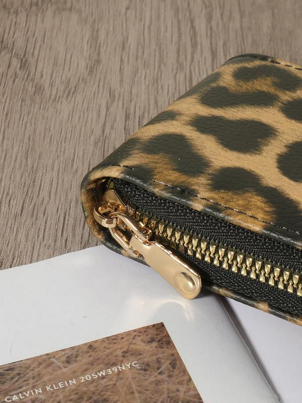 Women's Leopard Pattern Zipper Card Holder, Fashionable PU Leather Multi Card Card Holder for Daily Used, Casual Trendy Versatile High-quality Wallet for Women & Girls