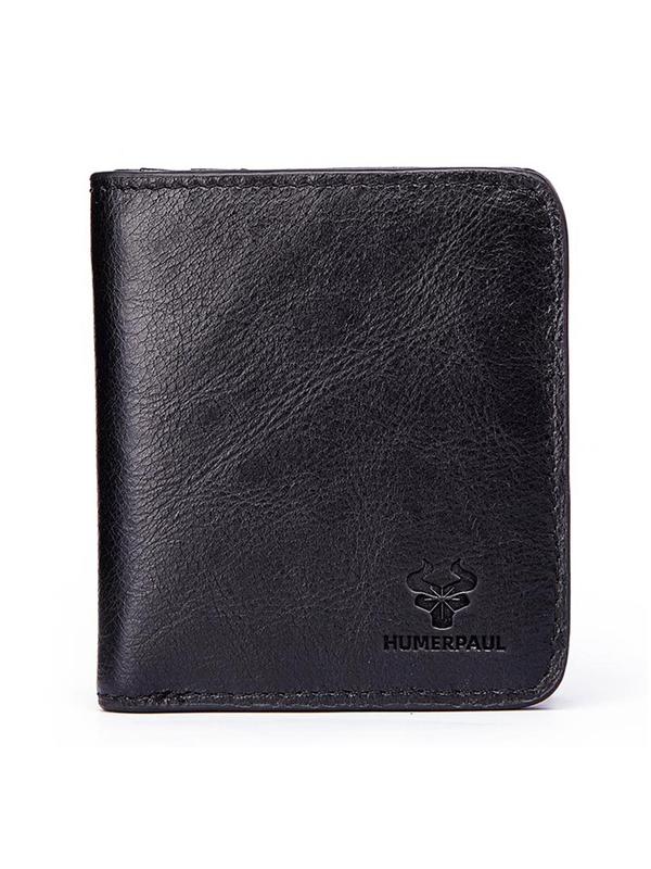 Genuine Leather Women's Business Minimalist Bifold Wallet with Card Slots, Simple Plain Textured Wallet & Card Holder, Classic Trendy Wallet for Work & Daily Use