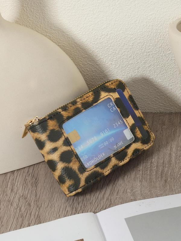 Women's Leopard Pattern Zipper Card Holder, Fashionable PU Leather Multi Card Card Holder for Daily Used, Casual Trendy Versatile High-quality Wallet for Women & Girls