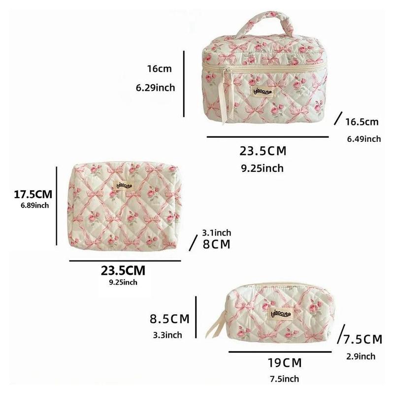 Vintage Floral Pattern Makeup Bag, 1 Count Large Capacity Cosmetic Storage Bag, Zipper Makeup Organizer Pouch, Versatile Storage Bag for Travel, Home