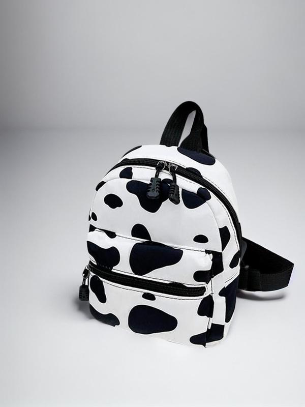 Women's Cute Cow Print Backpack,  Trendy Novelty Mini Backpack, Chic Funny Backpack for Daily & School Use for Women & Girls