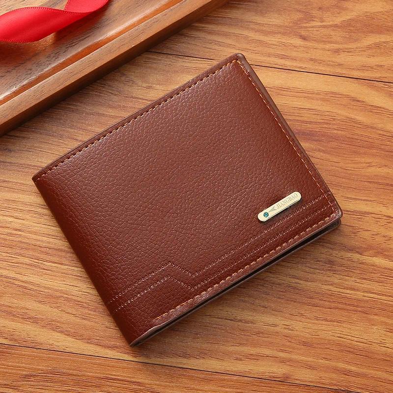 Men's wallet short, large capacity card bag with soft leather