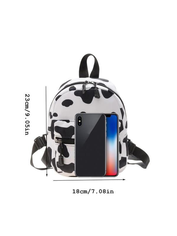 Women's Cute Cow Print Backpack,  Trendy Novelty Mini Backpack, Chic Funny Backpack for Daily & School Use for Women & Girls