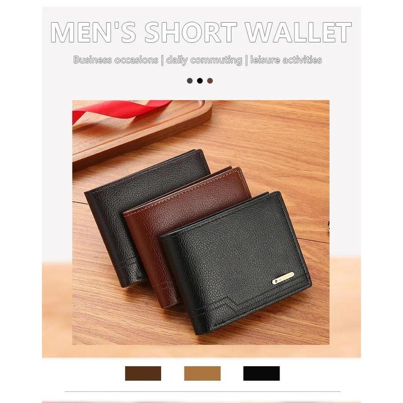 Men's wallet short, large capacity card bag with soft leather