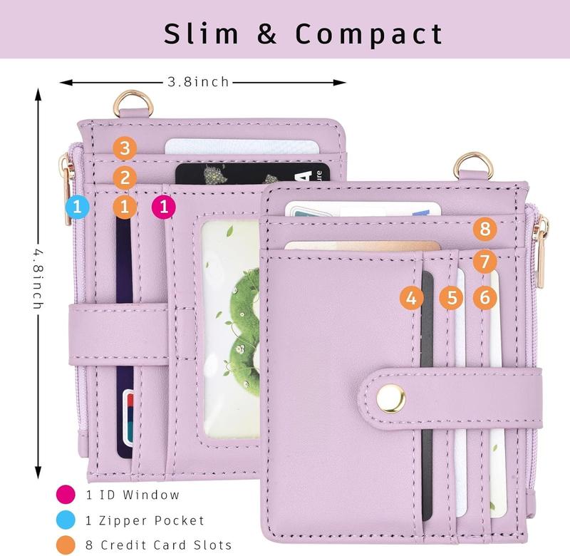 Bracelet Keychain Wallet for Women Wristlet Card Holder Slim RFID Wallet with Zipper Pocket