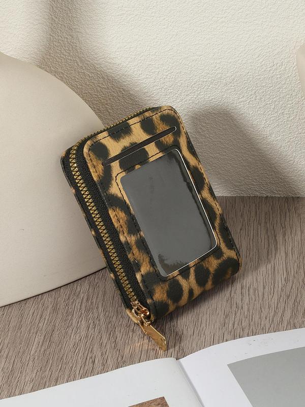 Women's Leopard Pattern Zipper Card Holder, Fashionable PU Leather Multi Card Card Holder for Daily Used, Casual Trendy Versatile High-quality Wallet for Women & Girls