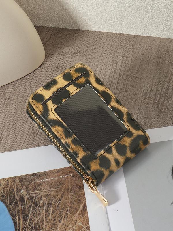 Women's Leopard Pattern Zipper Card Holder, Fashionable PU Leather Multi Card Card Holder for Daily Used, Casual Trendy Versatile High-quality Wallet for Women & Girls