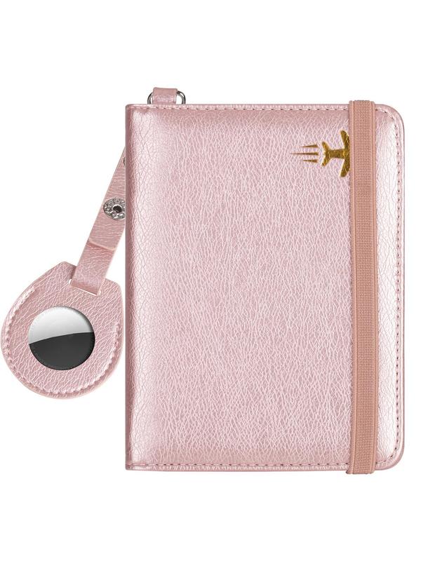 Summer Pu Leather Passport Holder, Rfid Blocking Passport Wallet with Air Tag Holder, Travel Essentials Case for Women Men