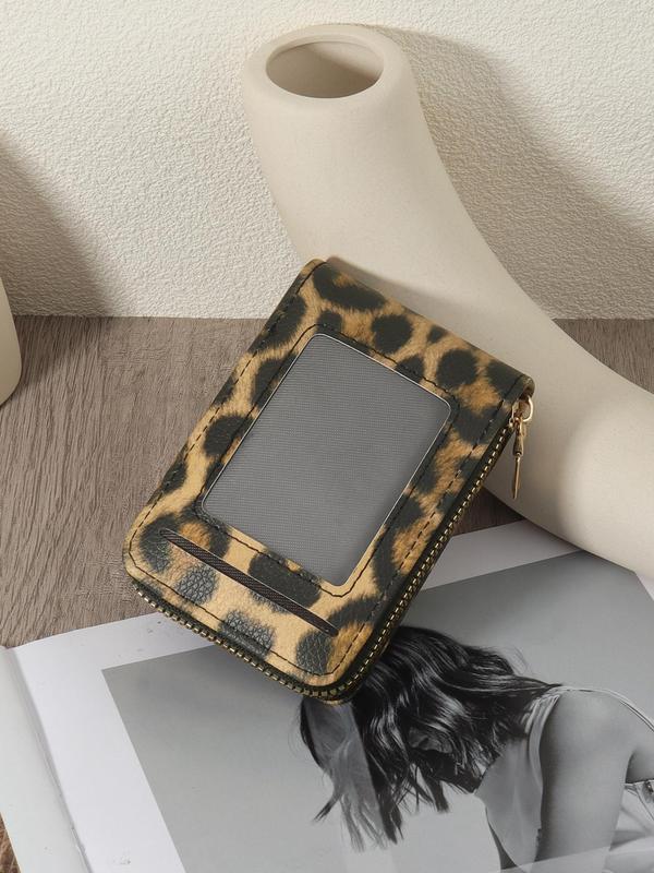 Women's Leopard Pattern Zipper Card Holder, Fashionable PU Leather Multi Card Card Holder for Daily Used, Casual Trendy Versatile High-quality Wallet for Women & Girls