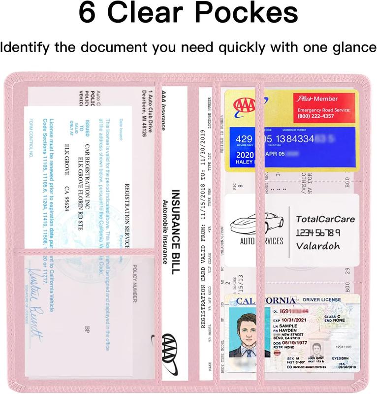 Premium Car Registration and Insurance Card Holder, Car Document Holder for Cards, Driver License & other Essential Documents