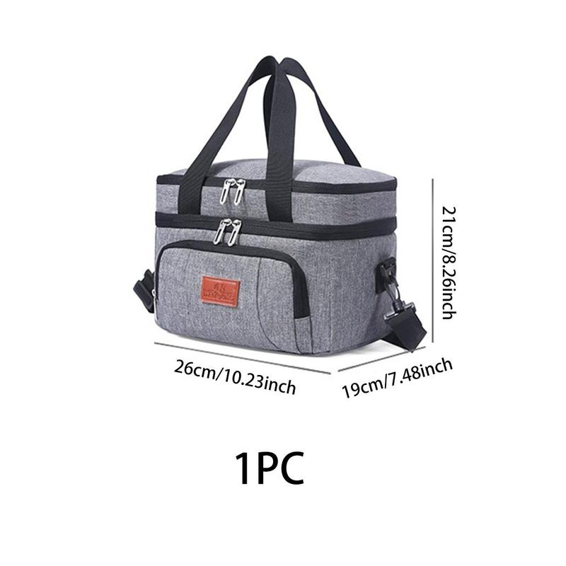 Double Layer Large Capacity Insulated Bag, Portable Bento Bag, Outdoor Insulated Food Storage Bag for Camping Picnic