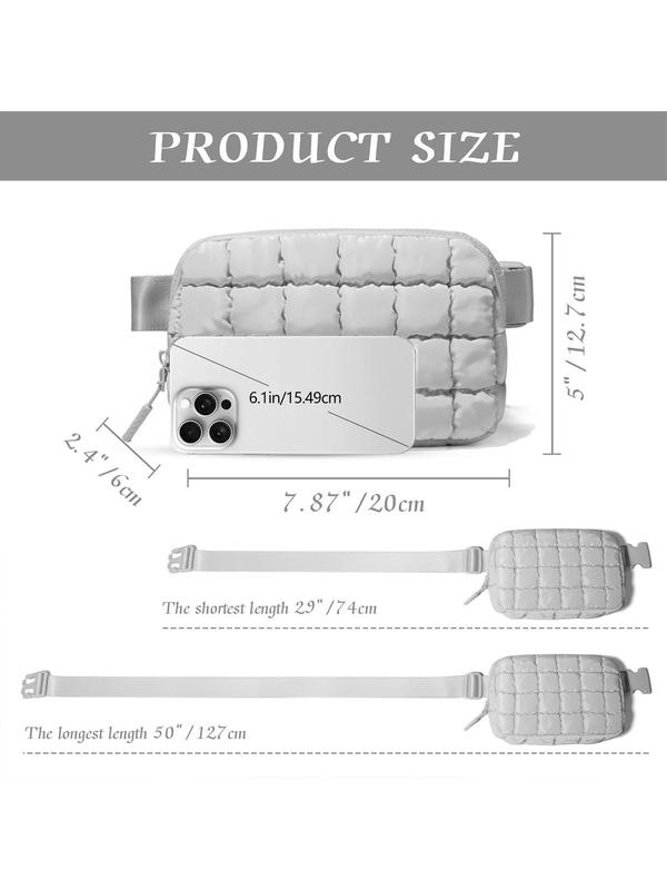 Women's Solid Color Quilted Fanny Pack, Fashionable Large Capacity Chest Bag for Daily Used, Casual Trendy Versatile High-quality Daily Commuting Bag