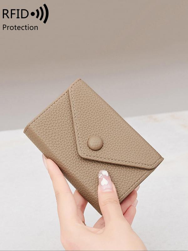 Simple Plain Color Card Holder,  Casual Versatile Mini RFID Blocking Card Holder for Men and Women, Lightweight Portable Minimalist PU Leather Solid Color Coin Small Wallet Card Holder